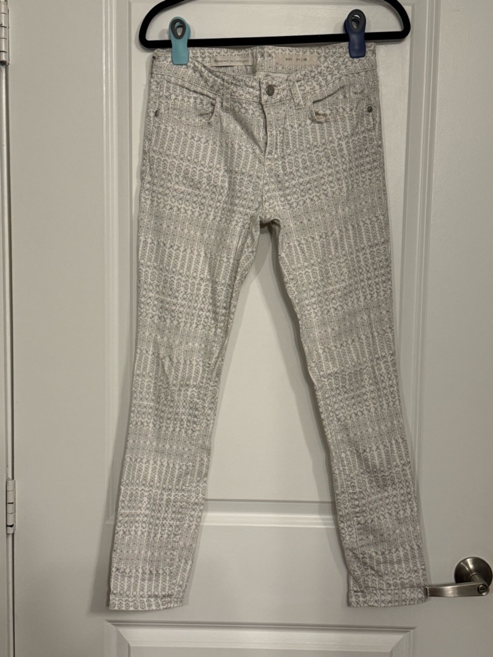 Pilcro and the Letterpress Stet Skinny Geometric Print Jeans Size 28 - Picture 2 of 8